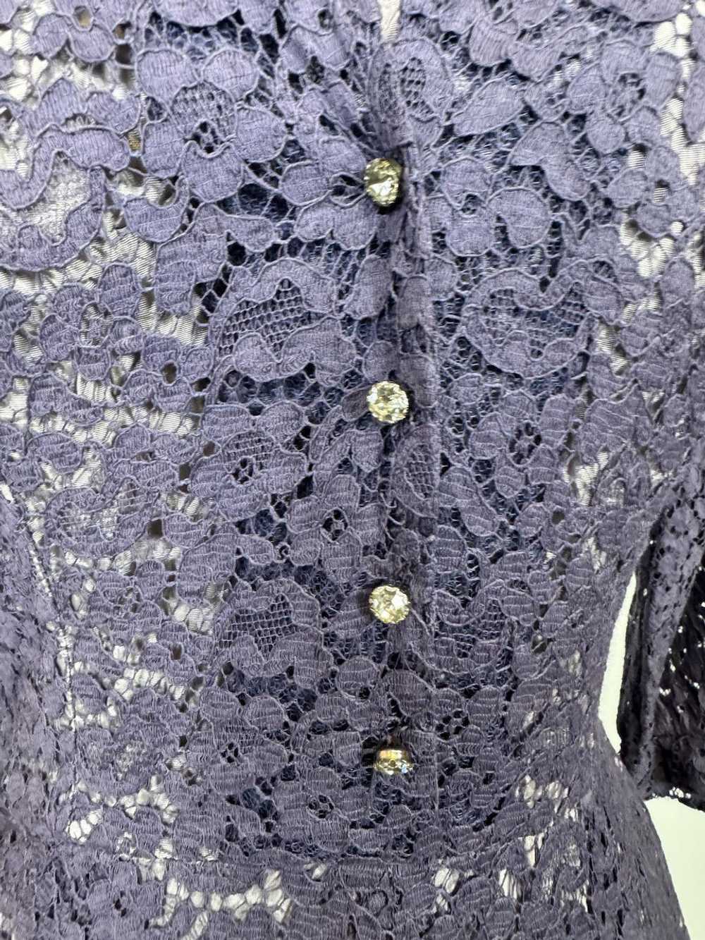 1940s - 1950s Eggplant Purple Lace Swing Dress - image 3