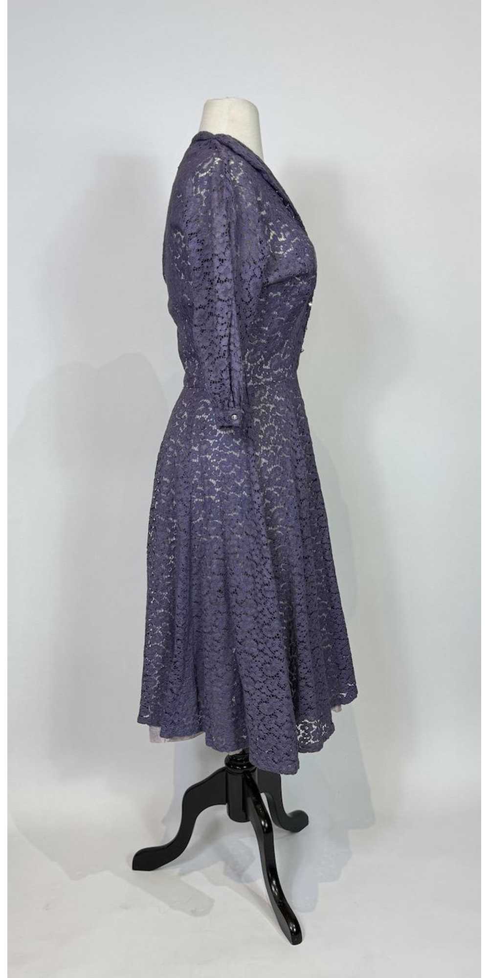 1940s - 1950s Eggplant Purple Lace Swing Dress - image 5