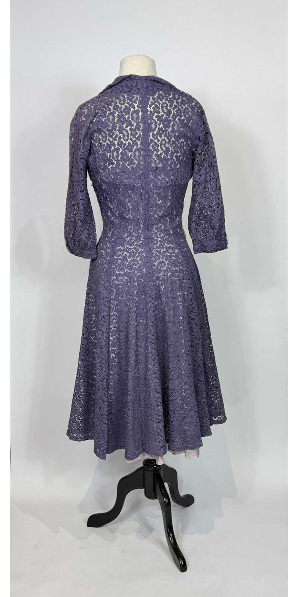 1940s - 1950s Eggplant Purple Lace Swing Dress - image 6