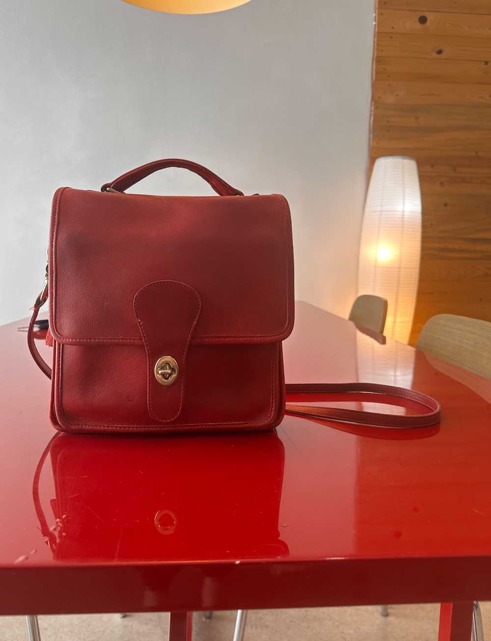 Coach Vintage Red Leather Station Satchel Bag |… - image 1