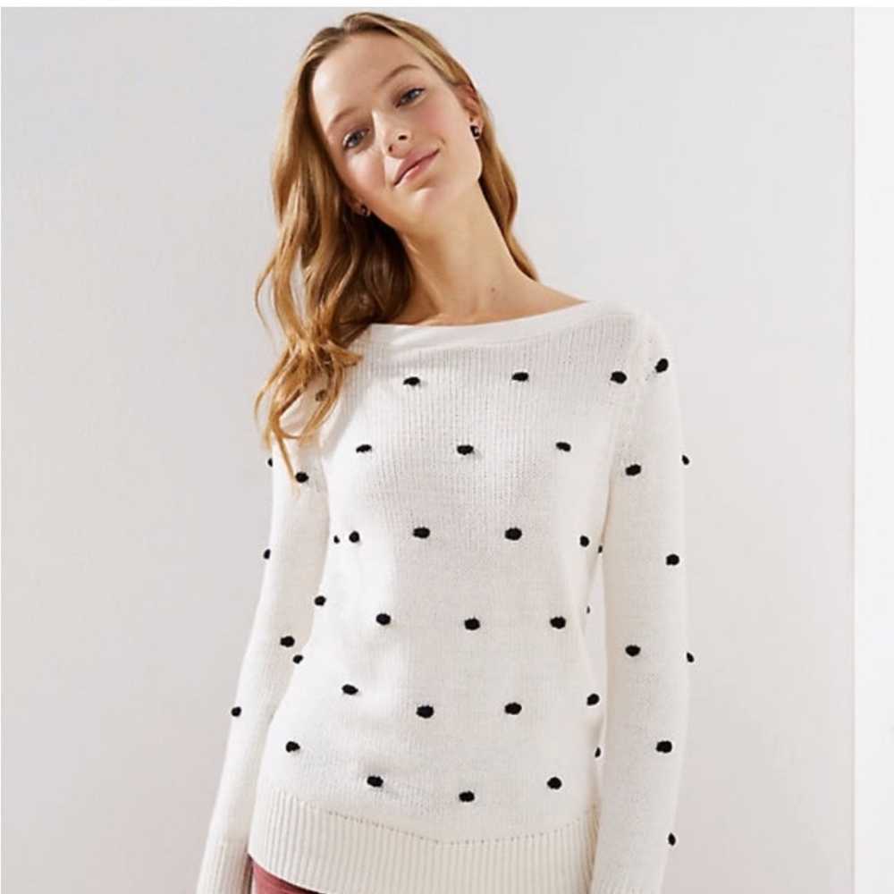 Loft S white black popcorn long sleeve sweater - image 1