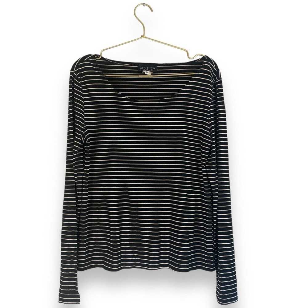Bouley Womens M Blk & White Stripped Long Sleeve … - image 1