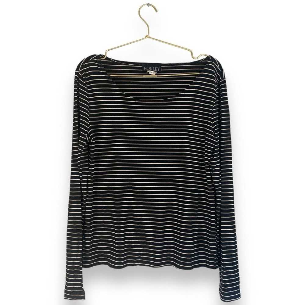 Bouley Womens M Blk & White Stripped Long Sleeve … - image 2