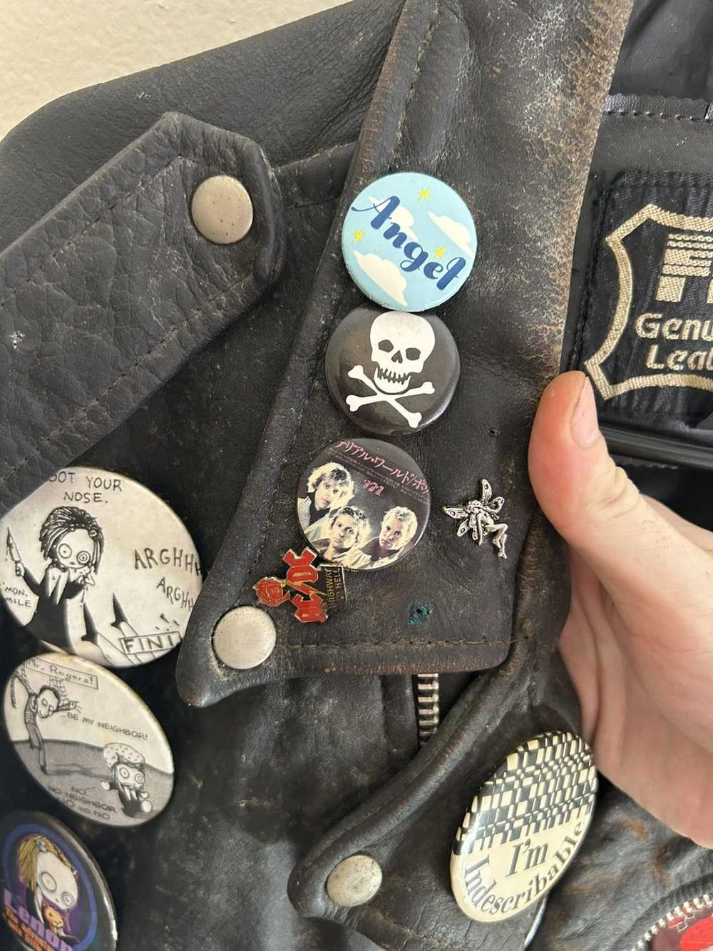 Vintage Vintage button pin leather jacket - image 4