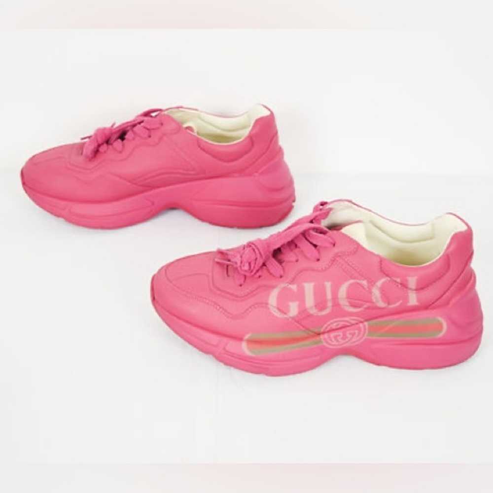Gucci Pink Rhyton Leather Sneaker Size 7 - image 6