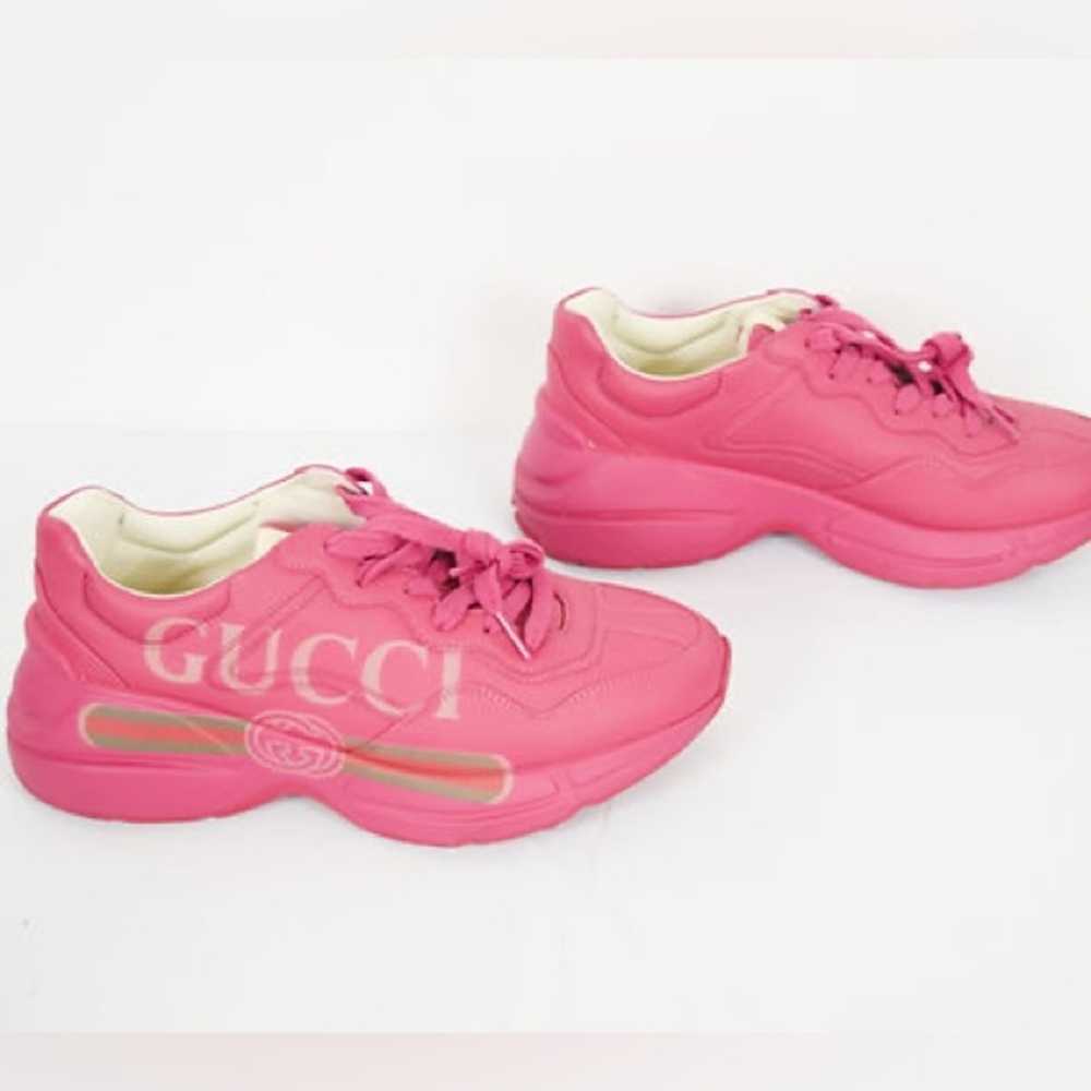 Gucci Pink Rhyton Leather Sneaker Size 7 - image 8