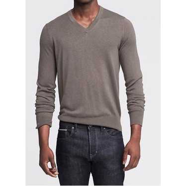 Banana Republic Silk Sweater Mens Medium Brown V … - image 1