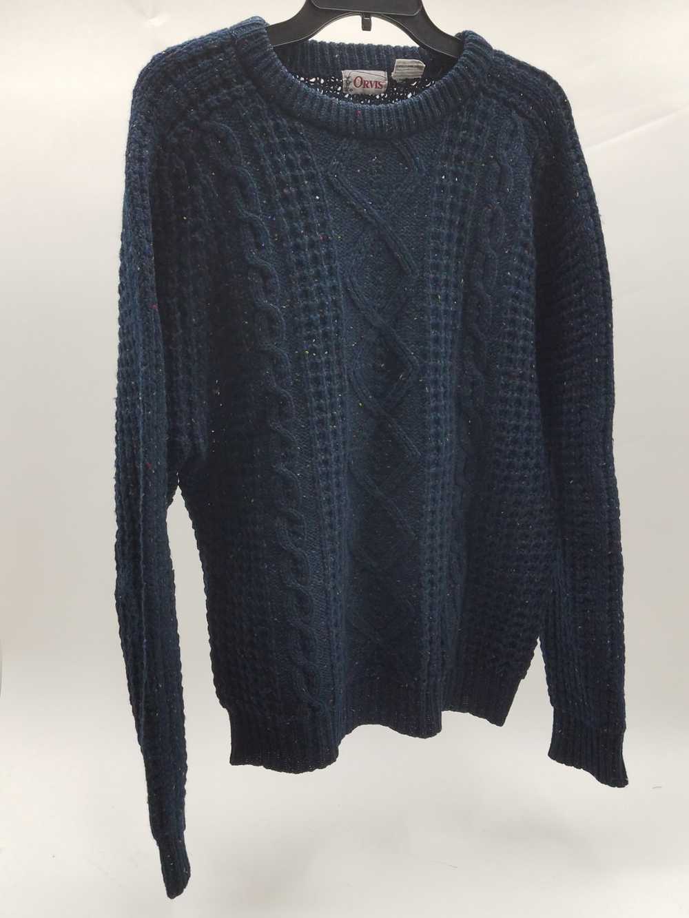 Men's ORVIS Blue Blend Pullover 100% Wool Sweater… - image 2