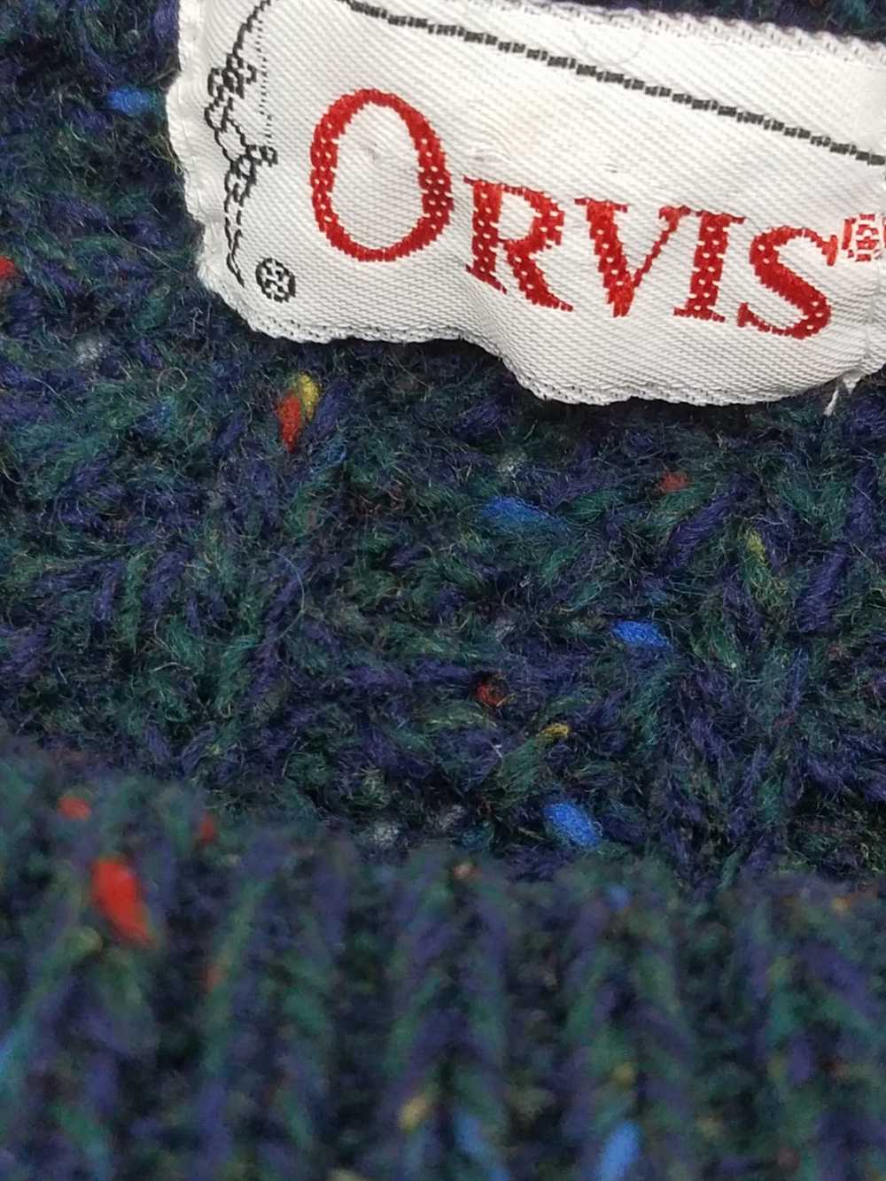 Men's ORVIS Blue Blend Pullover 100% Wool Sweater… - image 4