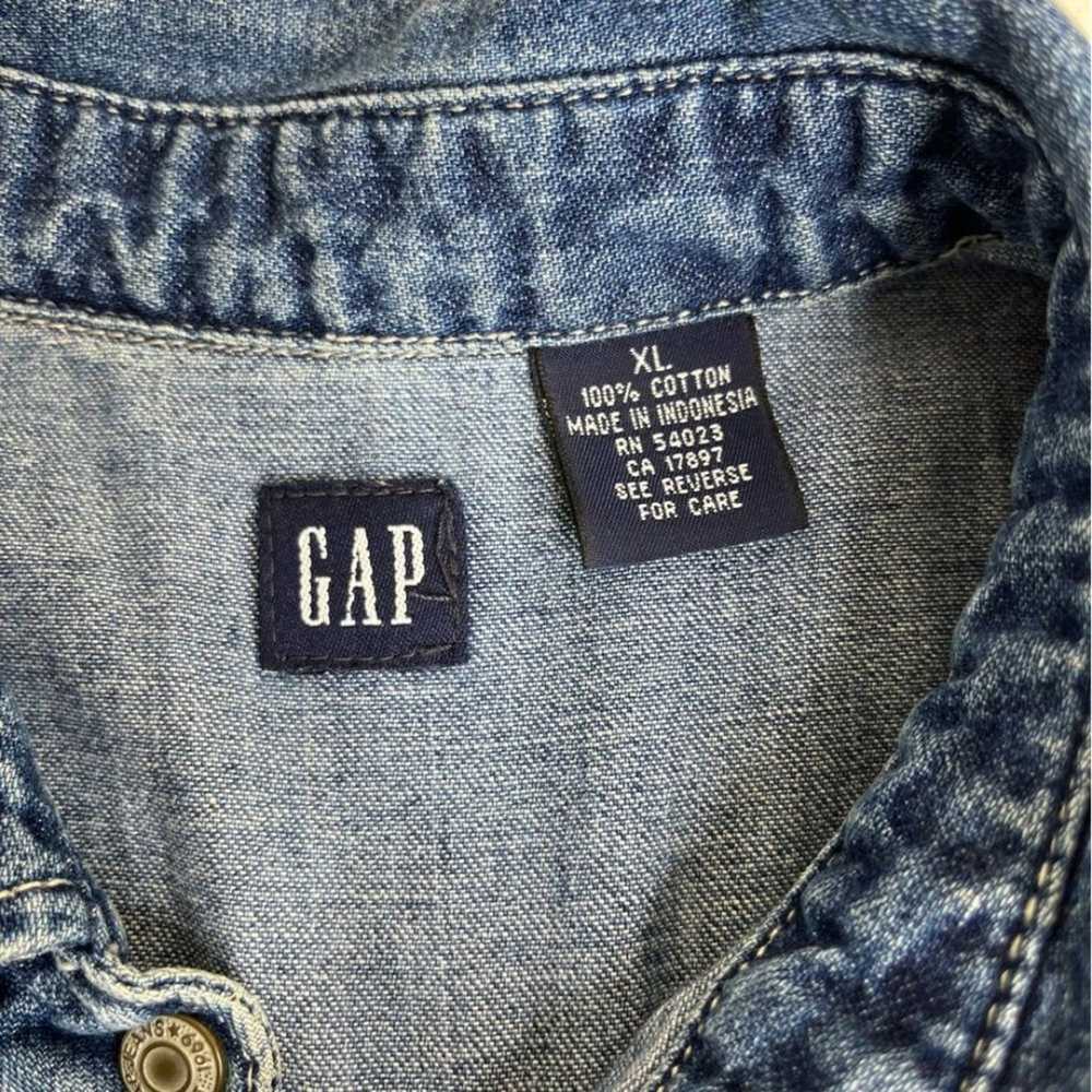 Vintage Gap Blue Denim Jean Snap Vest Sleeveless … - image 8