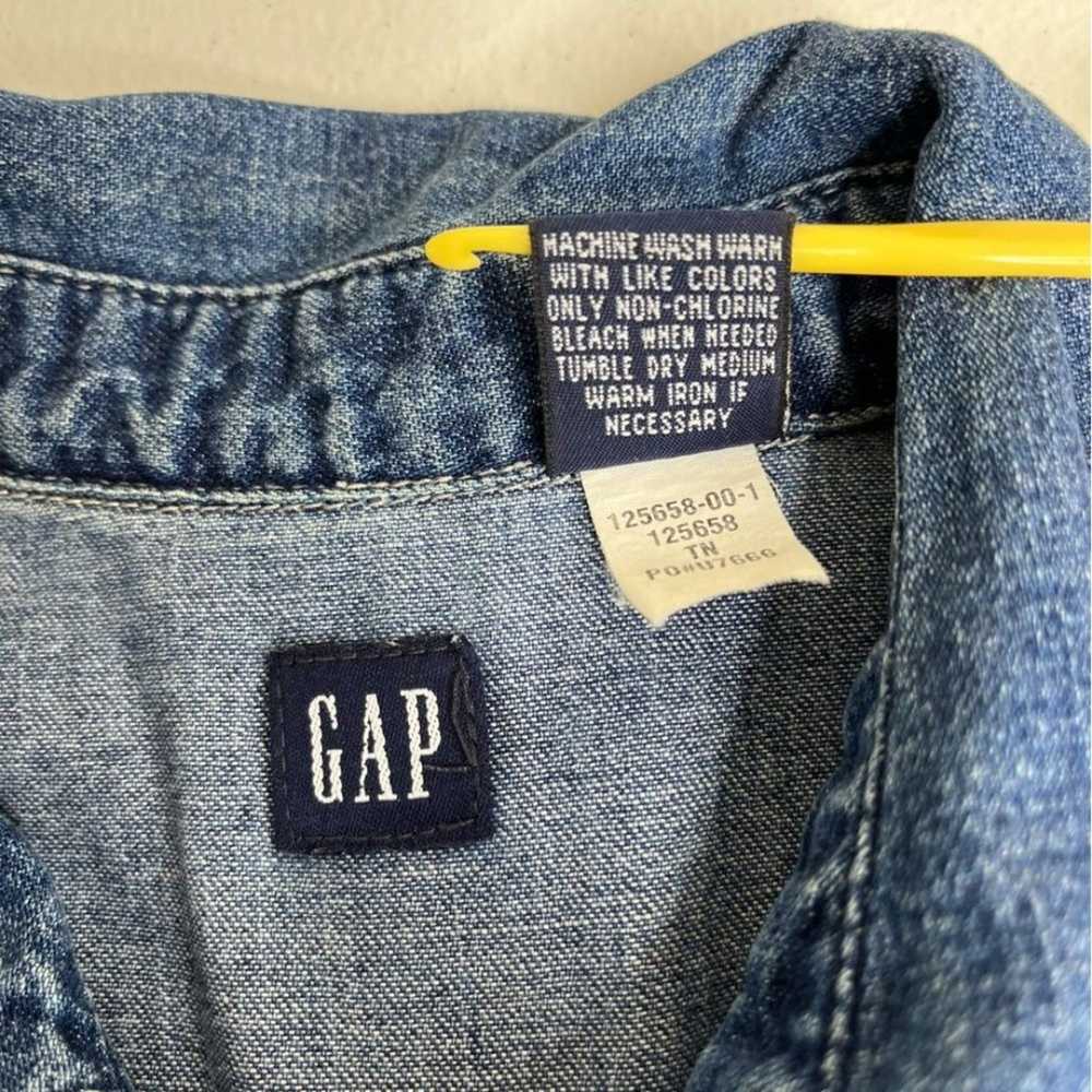 Vintage Gap Blue Denim Jean Snap Vest Sleeveless … - image 9