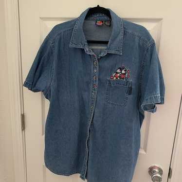 Vintage 90s Disney Mickey Unlimited Button Up Den… - image 1