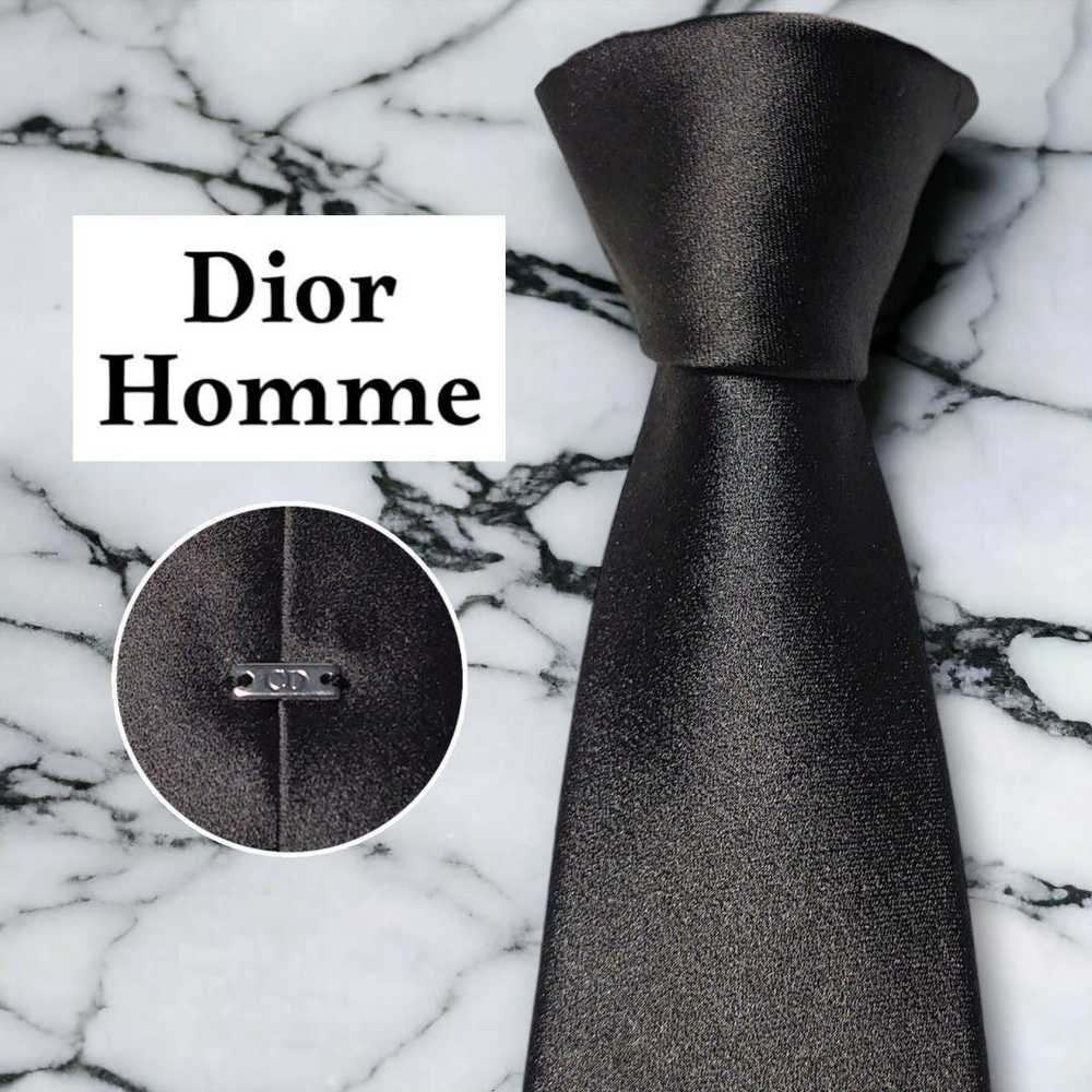 Dior Homme Gray Solid Plate Gloss Plain mens tie - image 11