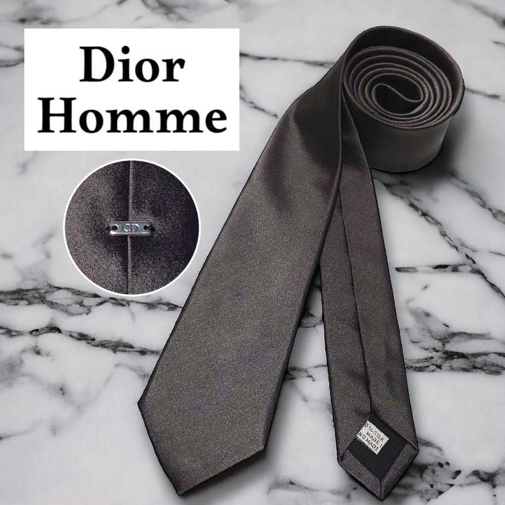 Dior Homme Gray Solid Plate Gloss Plain mens tie - image 1