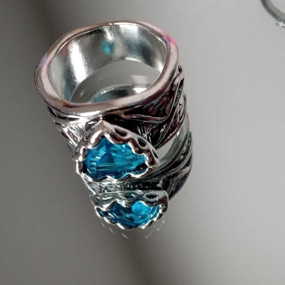 Vintage style Teal/ Turquoise gemstone ring - image 2