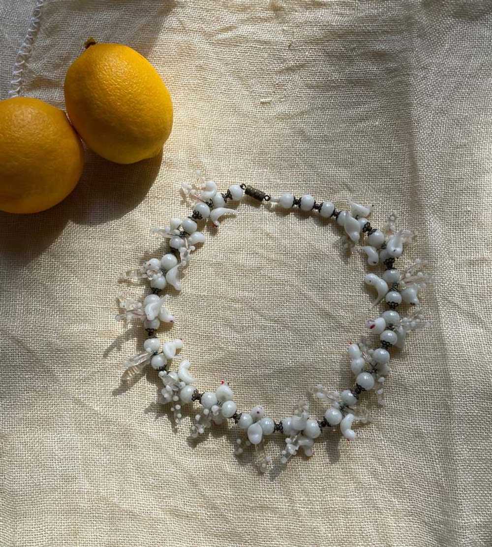 Antique venetian white glass dove necklace - image 8