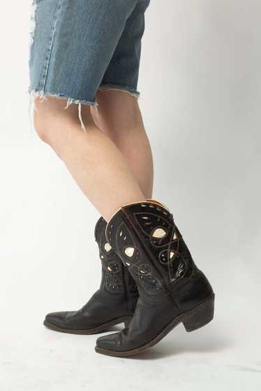 Tooled Cowboy Boots - Black - image 1