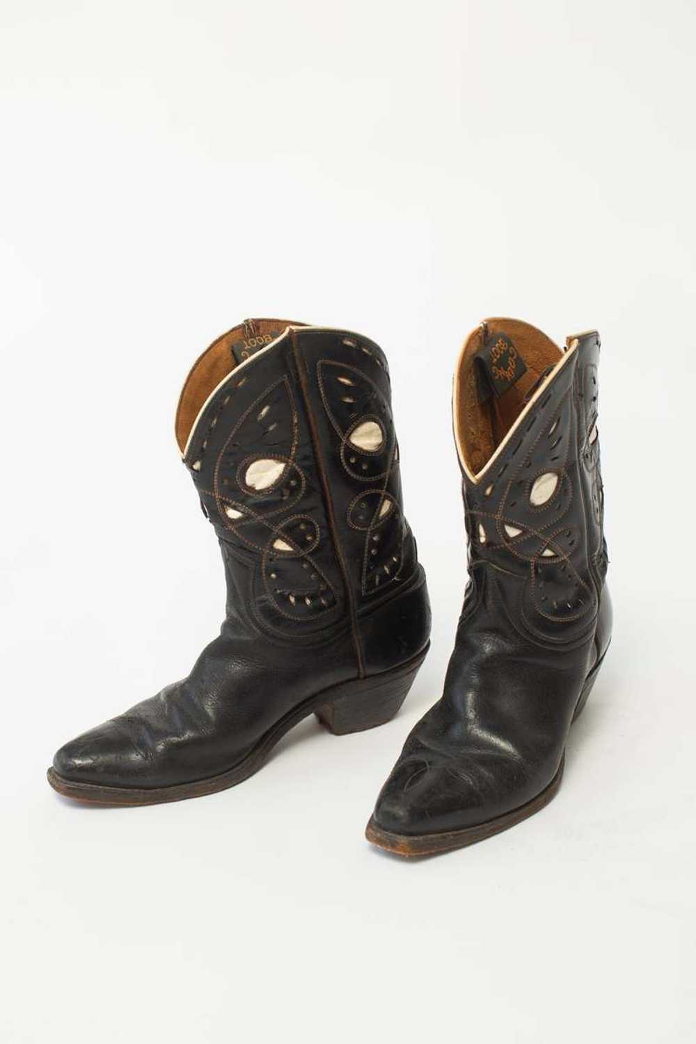 Tooled Cowboy Boots - Black - image 2