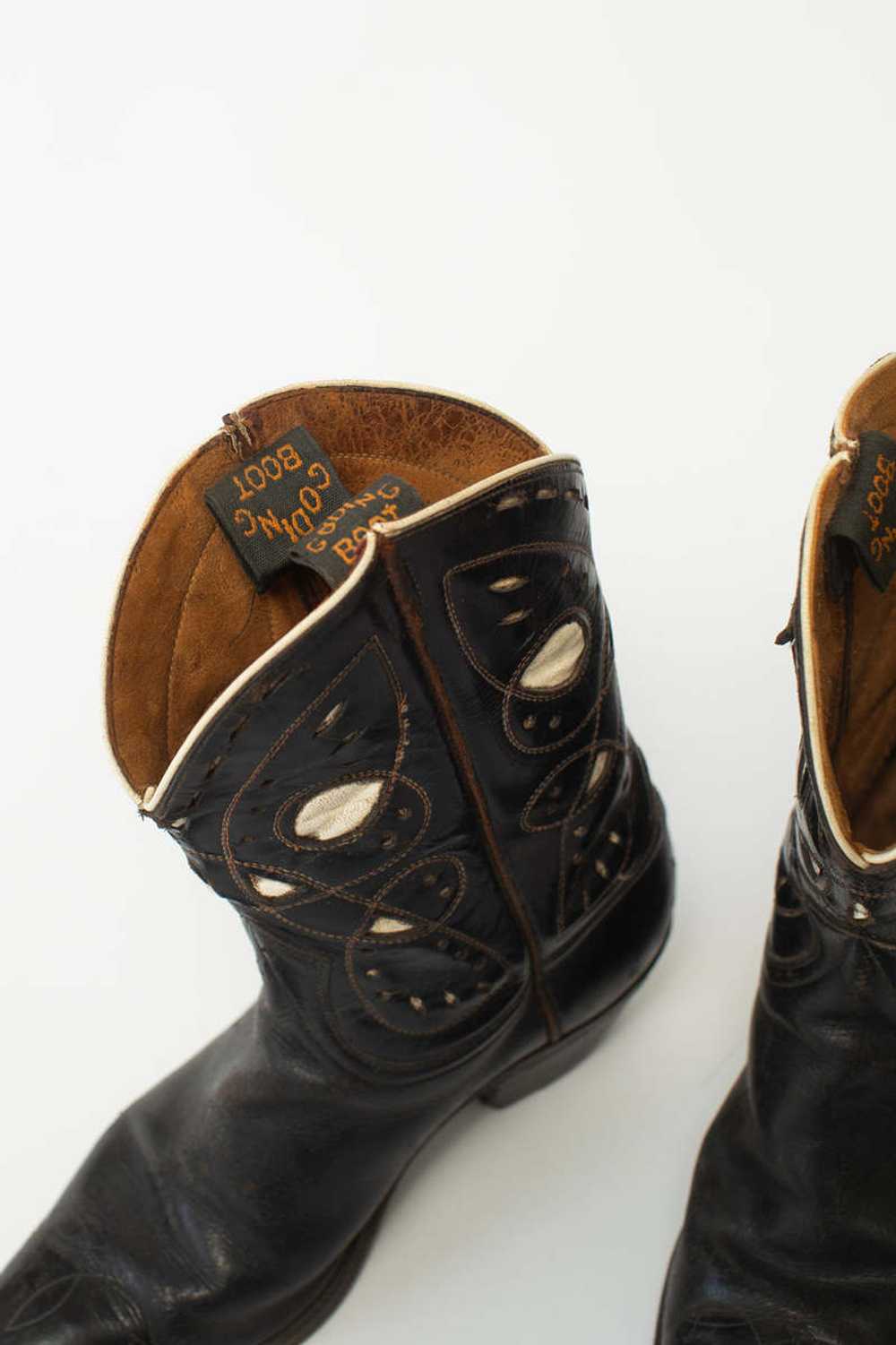 Tooled Cowboy Boots - Black - image 3