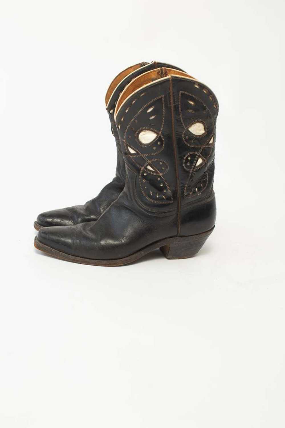 Tooled Cowboy Boots - Black - image 4