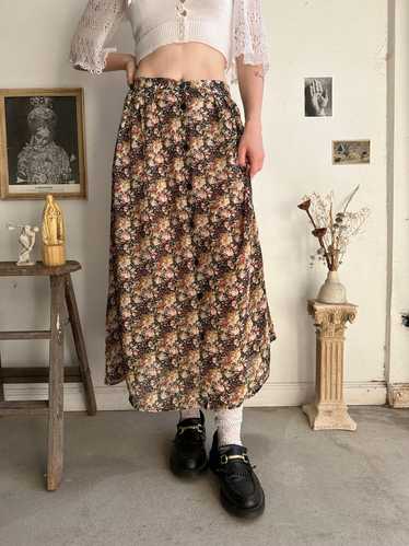 1990s Sheer Button Up Floral Skirt (S/M)