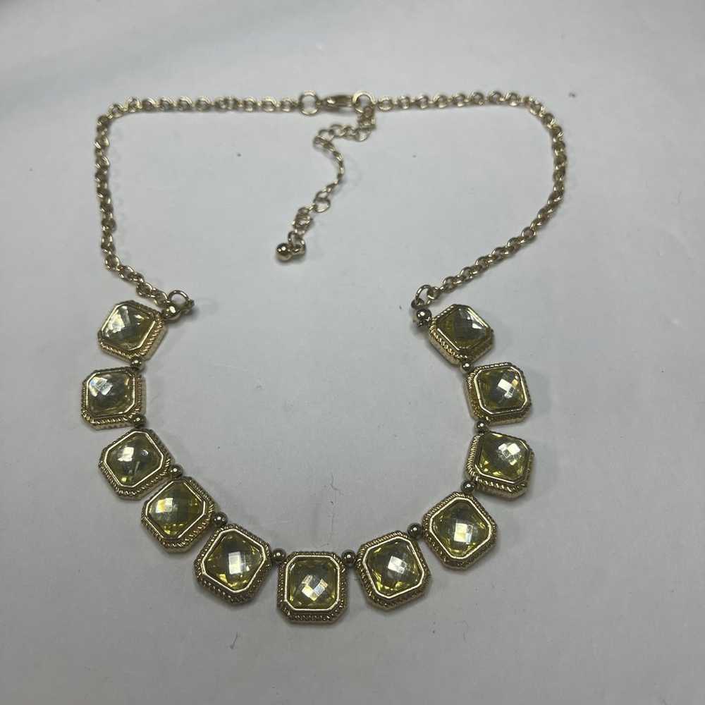 costume statement necklace faux jewels rhinestone… - image 2