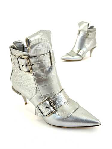 Alexander McQueen Croc Embossed Moto Boots*