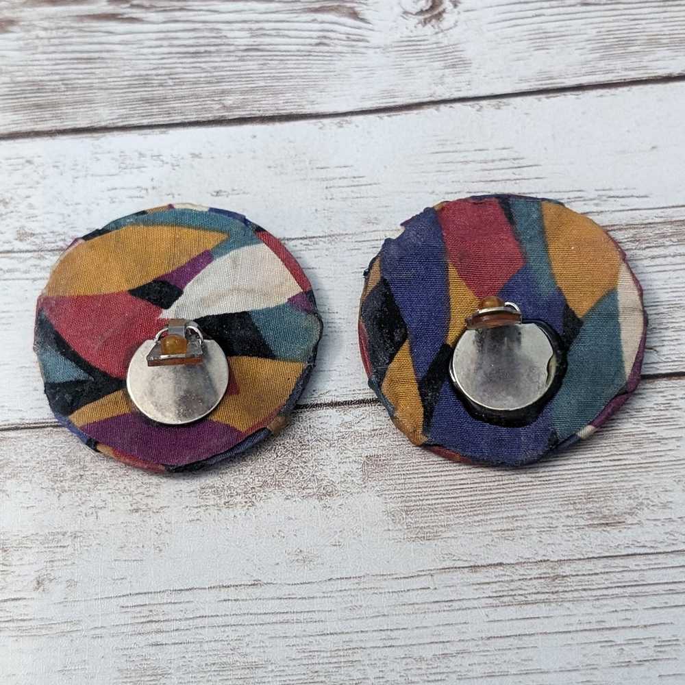 Vintage Clip On Earrings Extra Large 2" Multi Col… - image 7