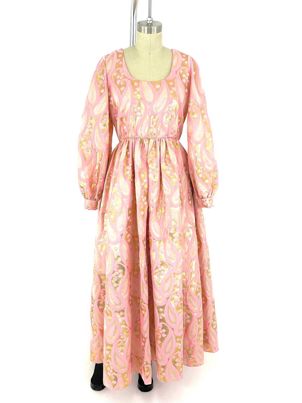 70s Oscar De La Renta Lamé Gown - image 1