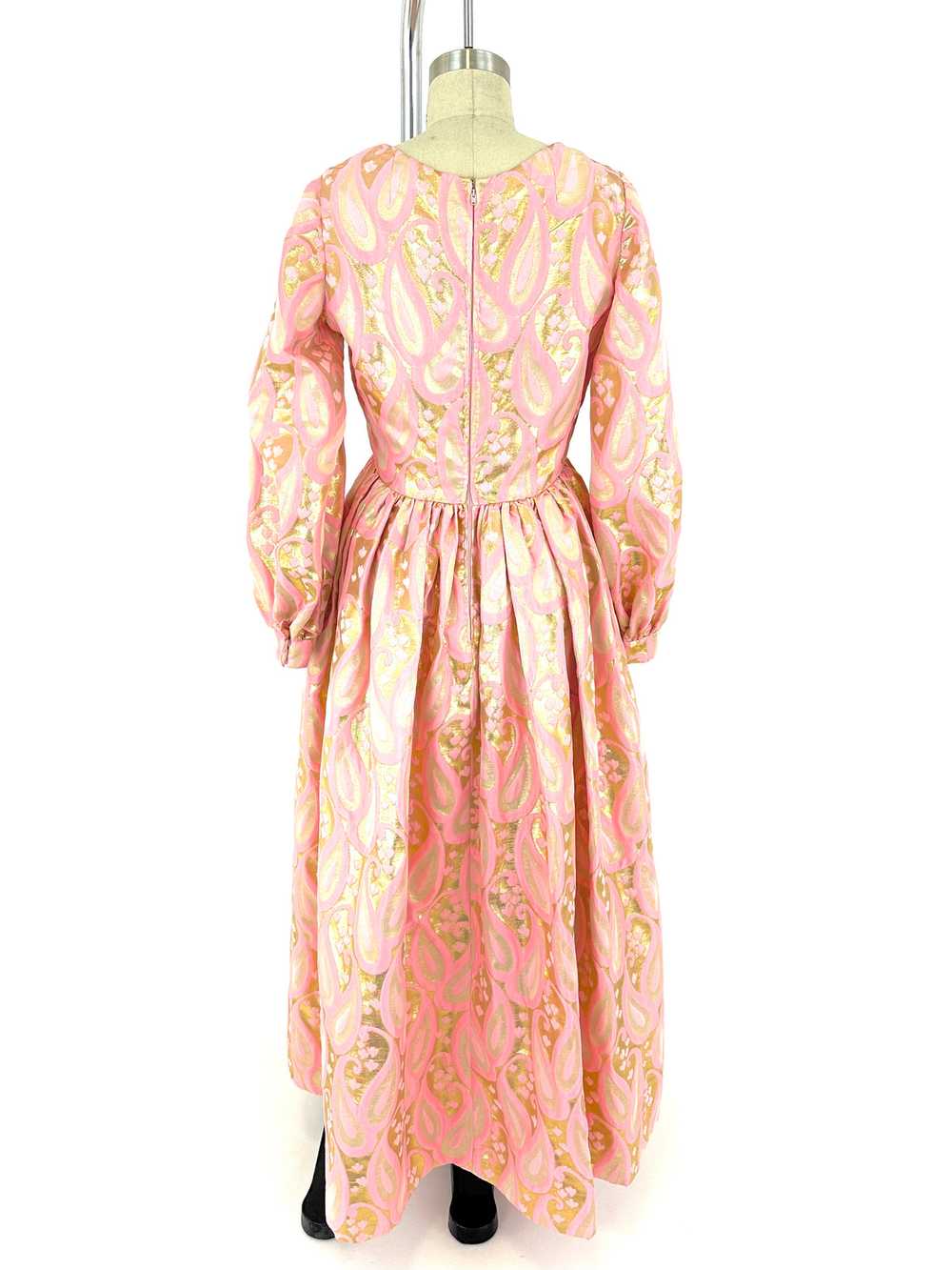 70s Oscar De La Renta Lamé Gown - image 4