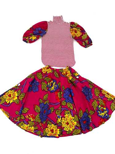 80s Perry Ellis Floral Skirt Set