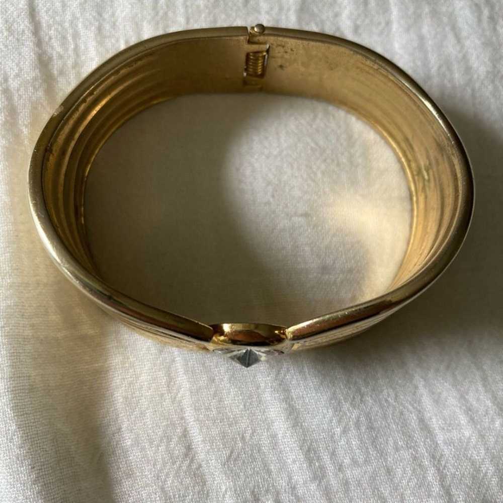 Vintage Clamper Hinged Bracelet with Brilliant Ce… - image 2