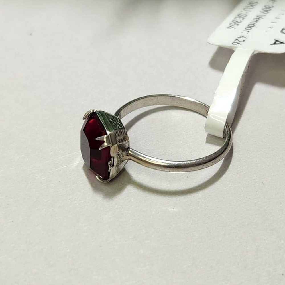 925 Sterling Silver Red Antique Ring - image 5