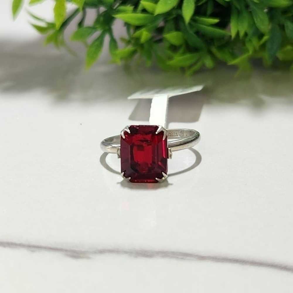 925 Sterling Silver Red Antique Ring - image 6