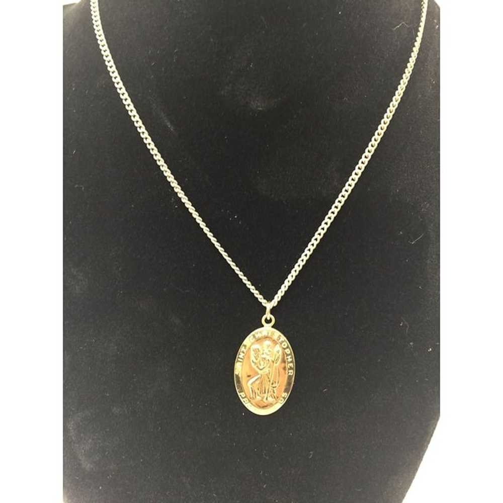 Vintage Gold Toned Catholic Saint Christopher Nec… - image 7