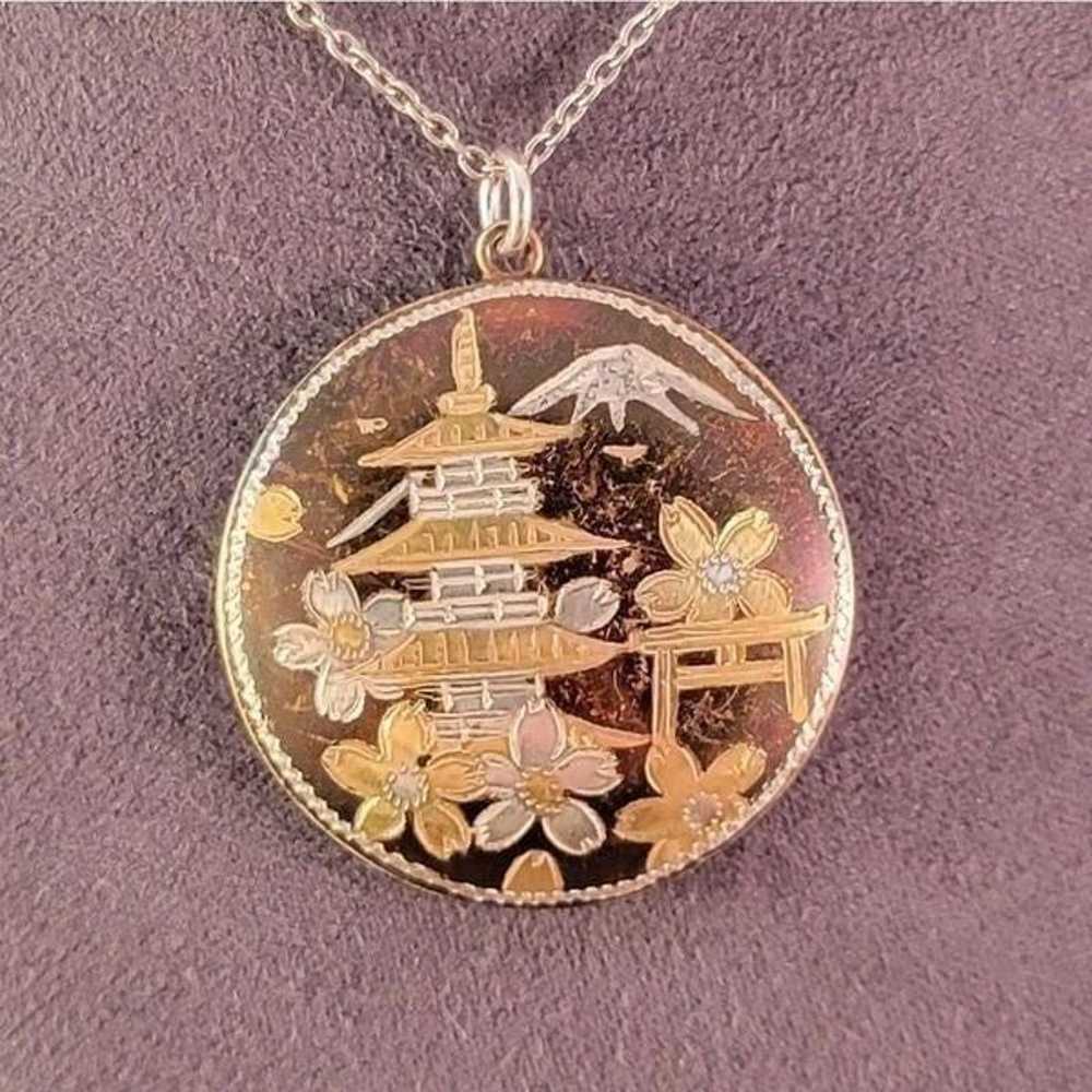 Vintage Sterling Japanese Pagoda Damascene Hand E… - image 3