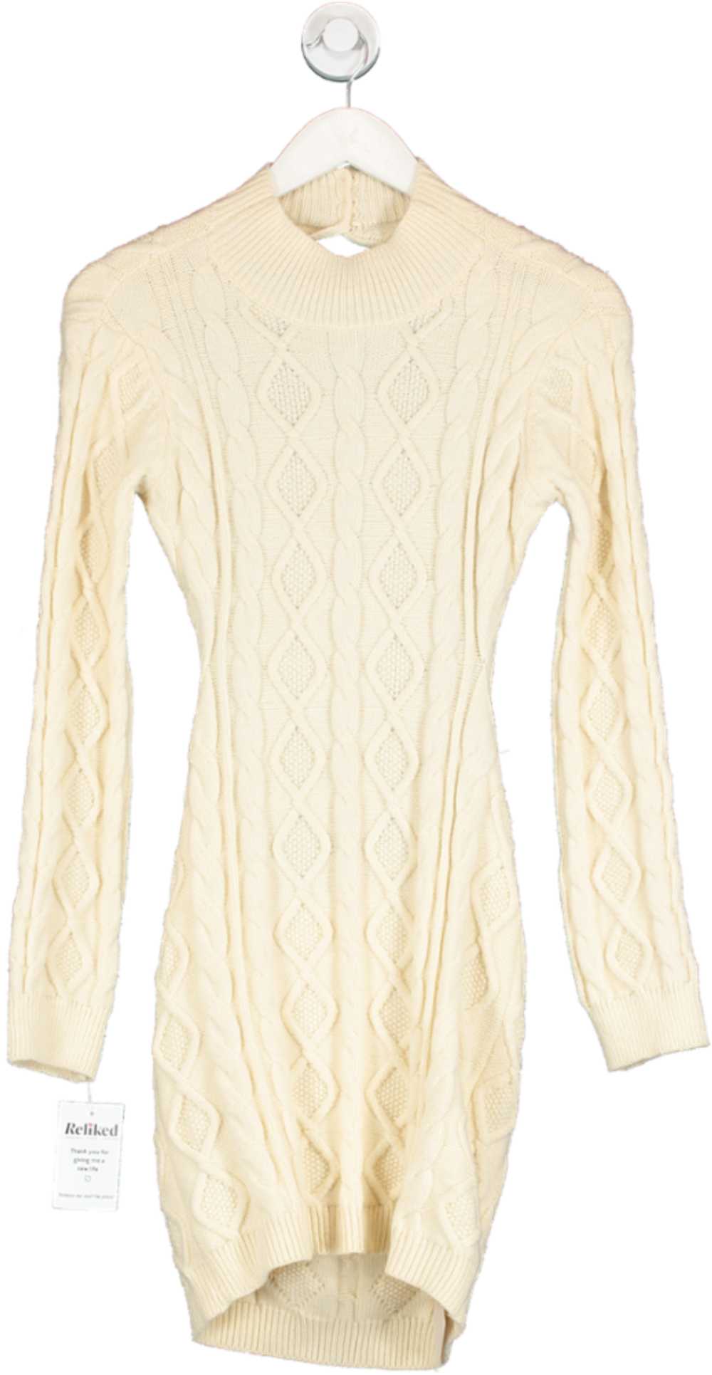 Kiwi & Co. Cream Cable Knit High Neck Backless Dr… - image 1