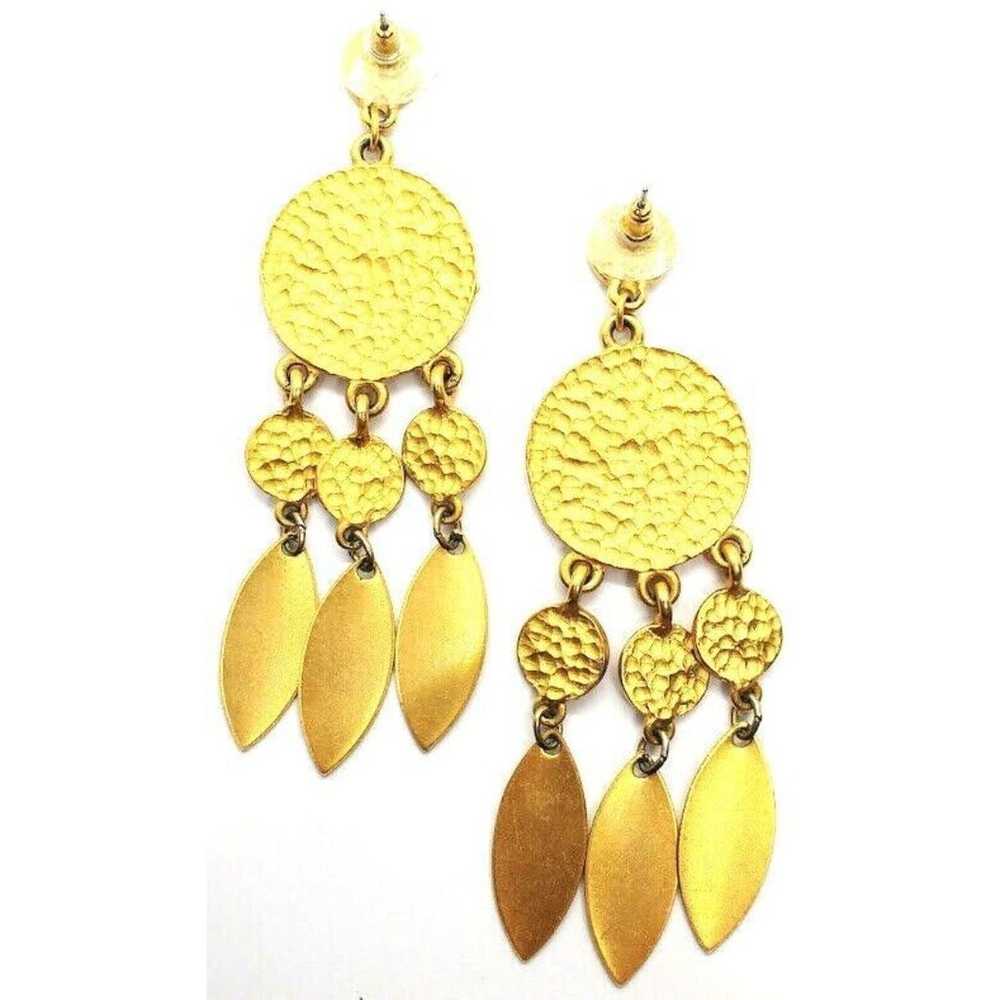 Elegant Vintage Gold Tone Drop Chandelier Earrings - image 2