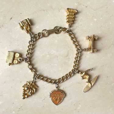 1950s Vintage Disney Gold Tone Charm Bracelet - image 1