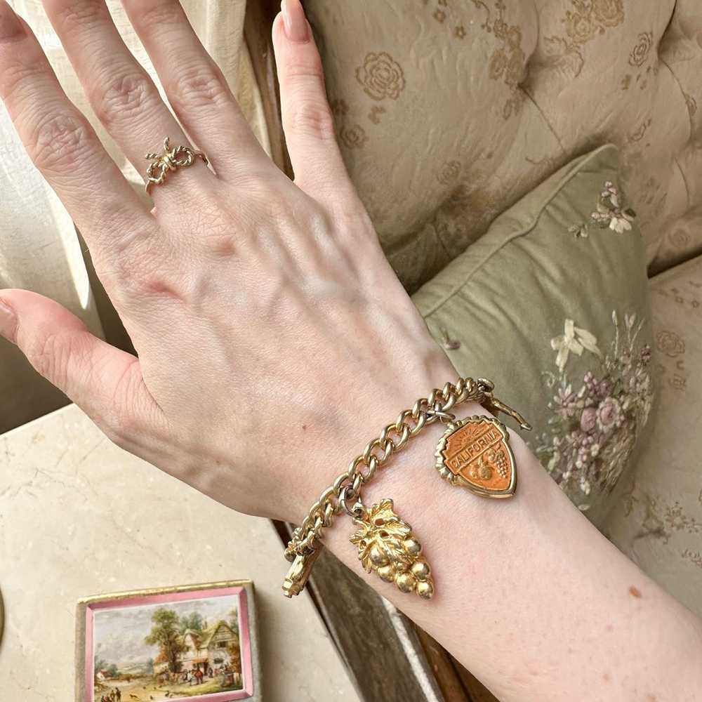 1950s Vintage Disney Gold Tone Charm Bracelet - image 2