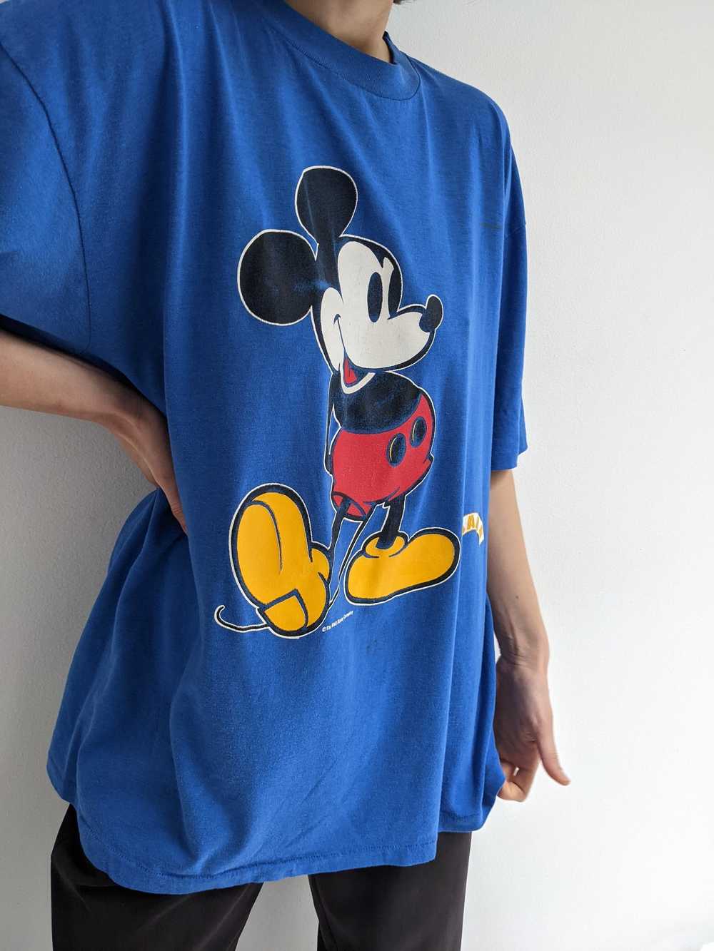Vintage Cobalt Mickey Mouse Printed T-Shirt - image 3
