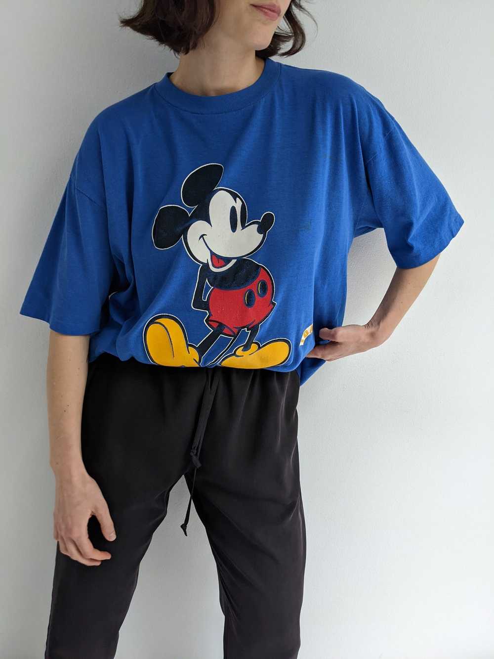 Vintage Cobalt Mickey Mouse Printed T-Shirt - image 4