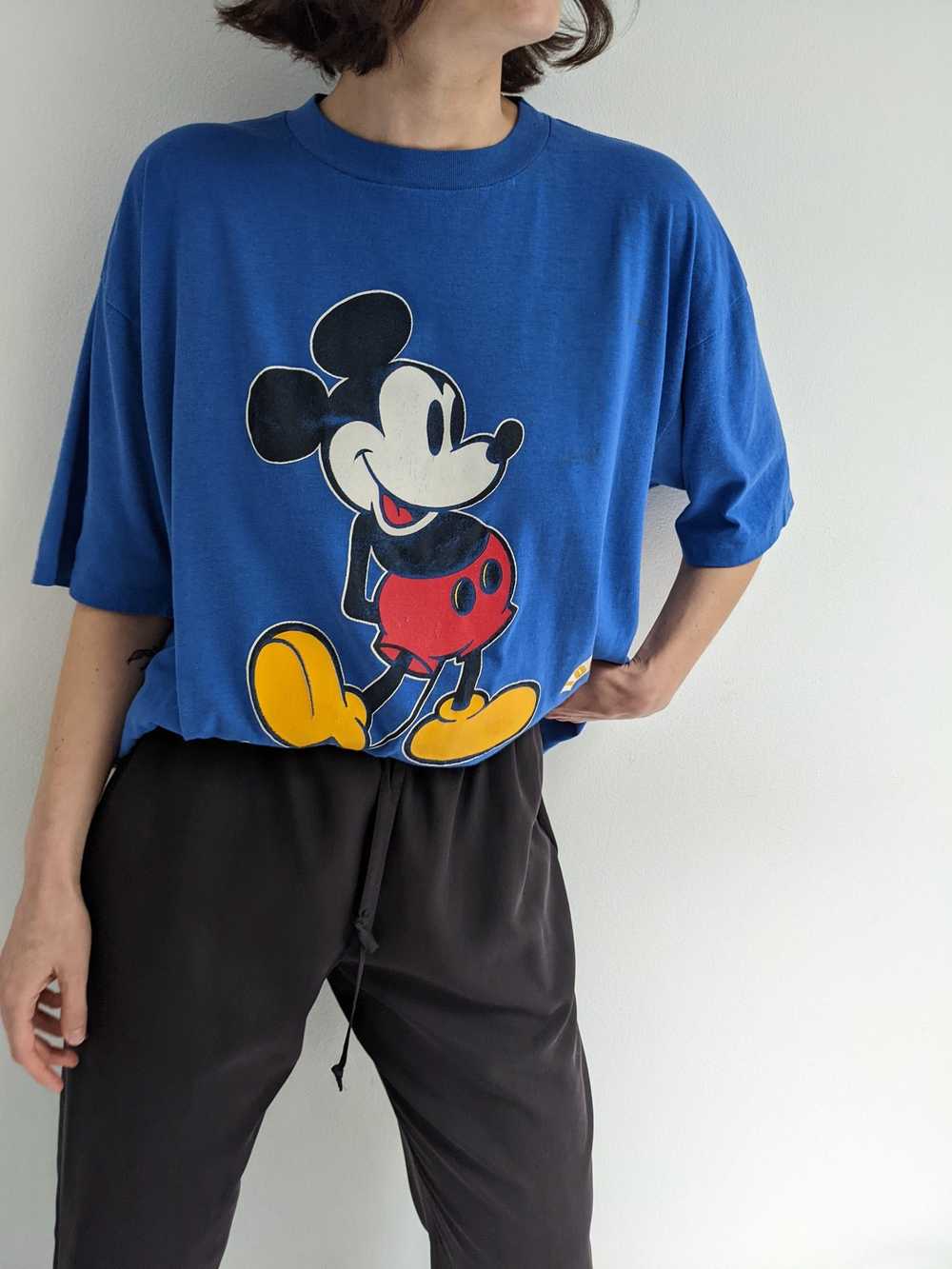 Vintage Cobalt Mickey Mouse Printed T-Shirt - image 5