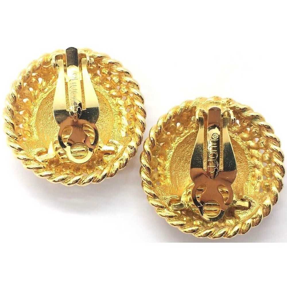 Large Vintage St. John Earrings Enamel Gold Plate… - image 2