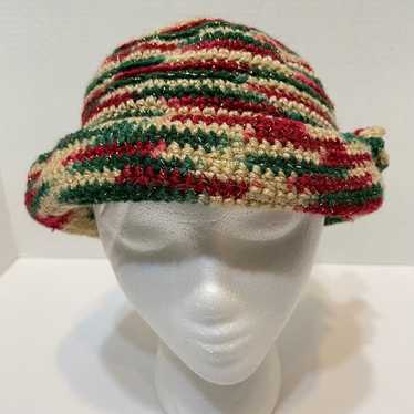 Vintage Handmade Womens Crocheted Christmas Beani… - image 1