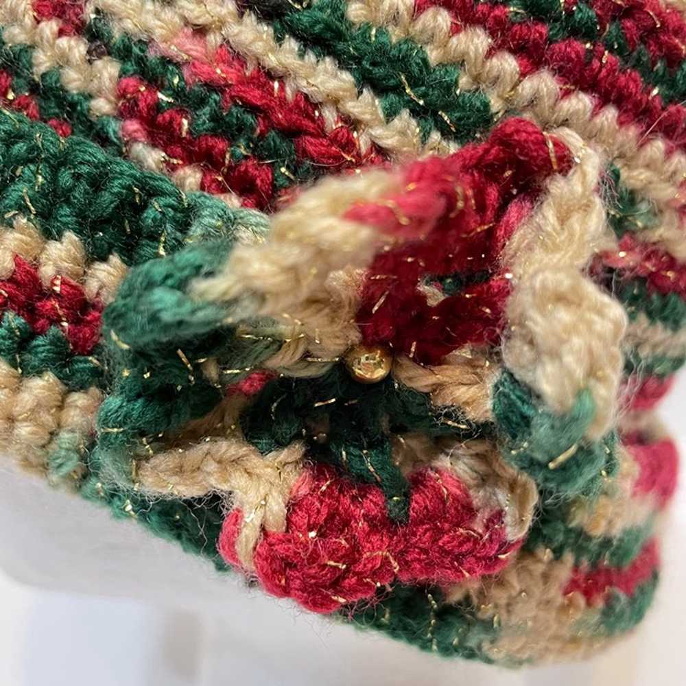 Vintage Handmade Womens Crocheted Christmas Beani… - image 3