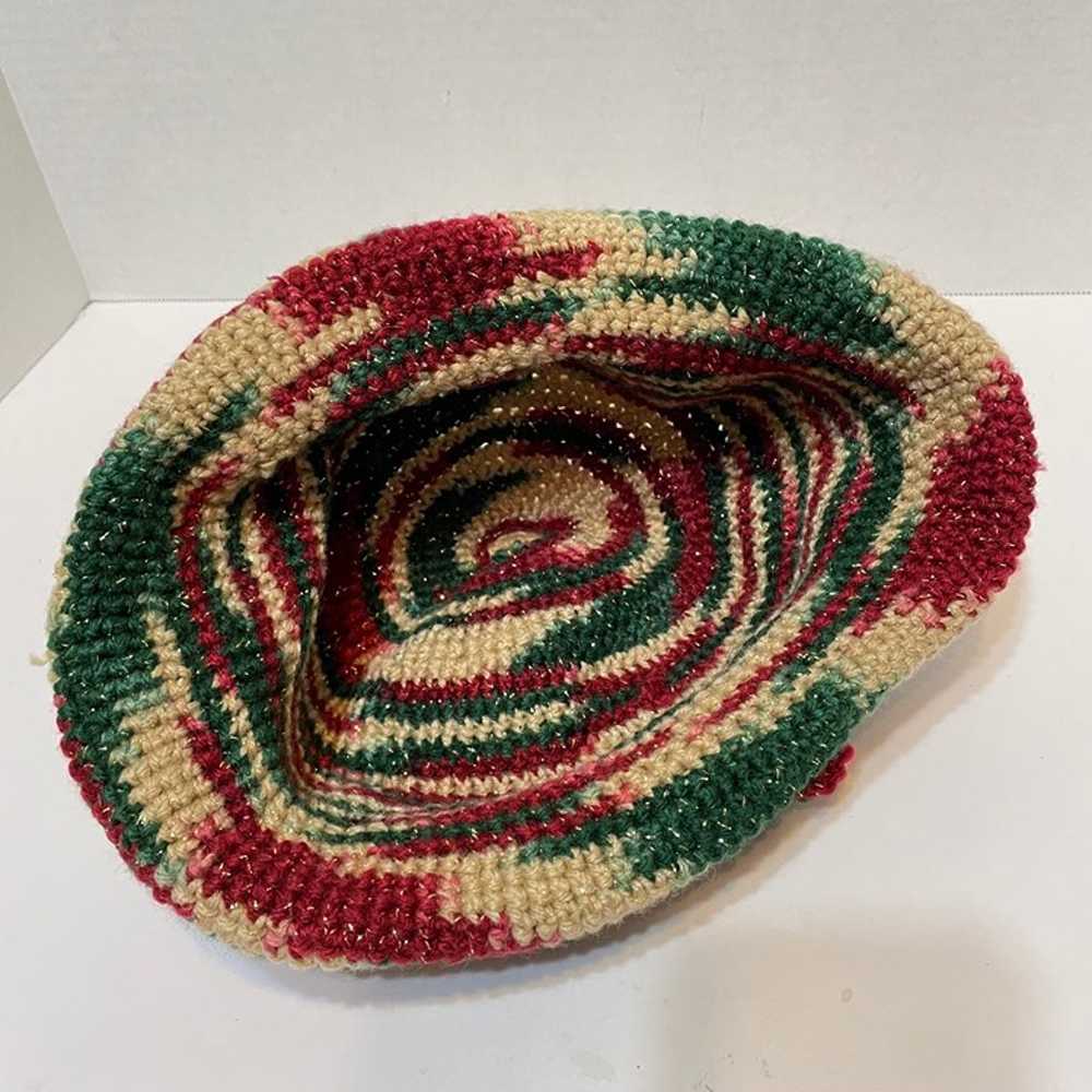 Vintage Handmade Womens Crocheted Christmas Beani… - image 6