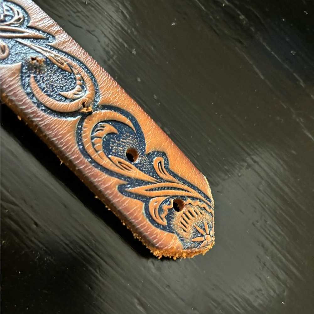 VTG Vintage HTF Hand Stained Latitan Leather Hand… - image 4