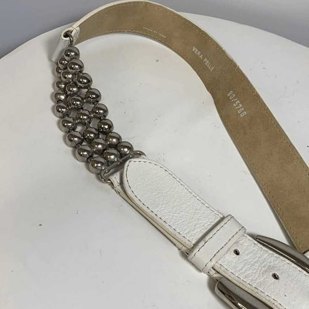 Vintage Vera Pelle Italian White Leather and Silv… - image 4