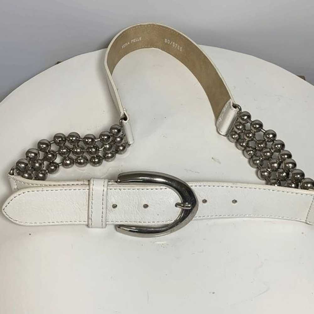 Vintage Vera Pelle Italian White Leather and Silv… - image 8